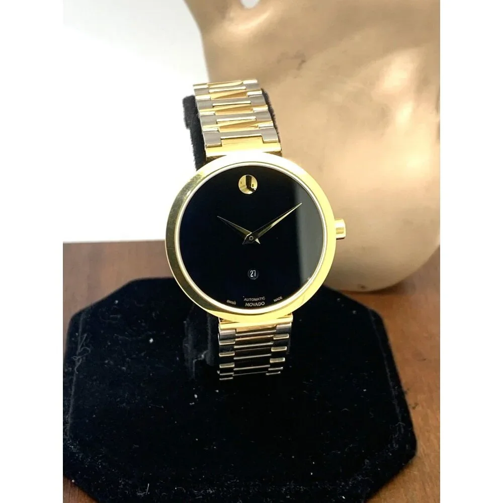 Movado Women's Watch 0607679 Museum Black Dial Swiss Automatic 2-Tone Steel 32mm